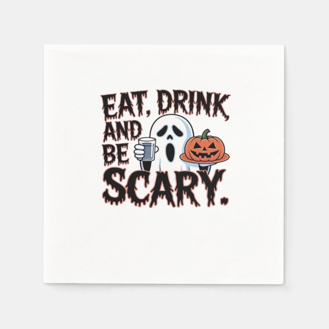 Eat Drink Be Scary Halloween Pumpkin Creative Styl Napkin (Front)