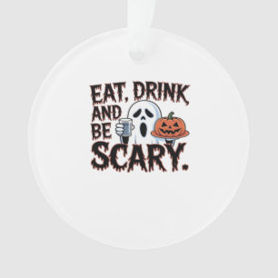 Eat Drink Be Scary Halloween Pumpkin Creative Styl Ornament