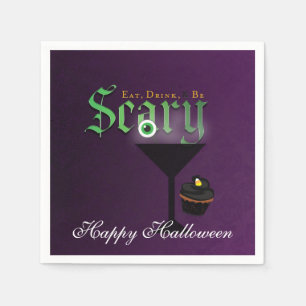 Eat Drink Be Scary Halloween Purple Party Napkins