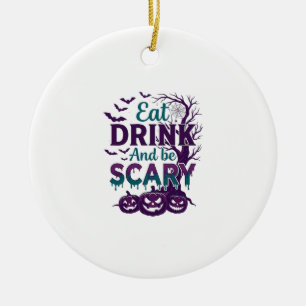 Eat Drink Be Scary Halloween Spooky Tree Pumpkins_ Ceramic Tree Decoration
