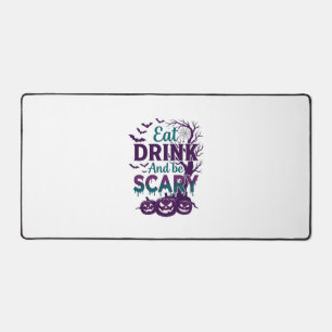 Eat Drink Be Scary Halloween Spooky Tree Pumpkins_ Desk Mat
