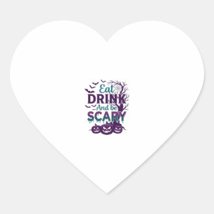 Eat Drink Be Scary Halloween Spooky Tree Pumpkins_ Heart Sticker