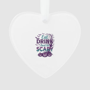 Eat Drink Be Scary Halloween Spooky Tree Pumpkins_ Ornament