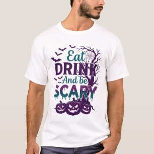 Eat Drink Be Scary Halloween Spooky Tree Pumpkins_ T-Shirt