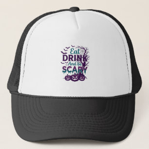 Eat Drink Be Scary Halloween Spooky Tree Pumpkins_ Trucker Hat