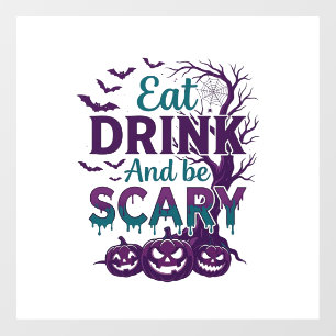 Eat Drink Be Scary Halloween Spooky Tree Pumpkins_ Window Cling