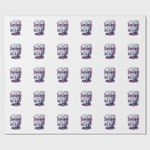 Eat Drink Be Scary Halloween Spooky Tree Pumpkins_ Wrapping Paper