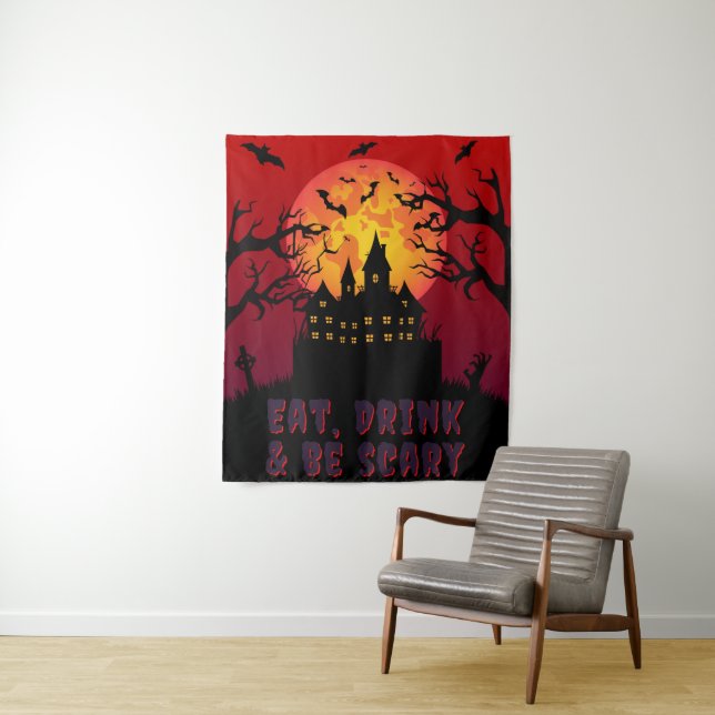 Eat, Drink & Be Scary Halloween Tapestry (In Situ)
