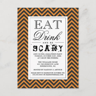 Eat Drink & Be Scary Happy Halloween Party Invitation Postcard