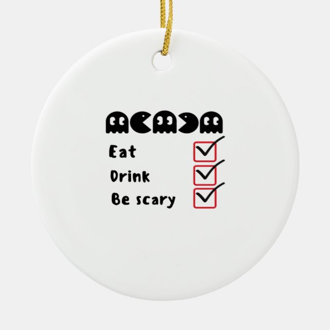 Eat Drink Be Scary Minimal Clean Ceramic Tree Decoration (Front)