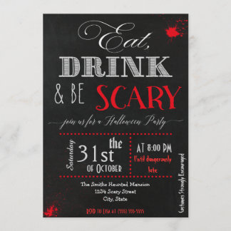 Eat drink be scary red Halloween Invitation