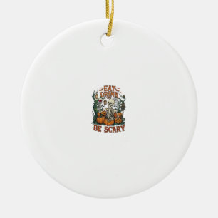 Eat Drink Be Scary Skeleton Halloween Pumpkins_1 Ceramic Tree Decoration