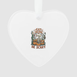 Eat Drink Be Scary Skeleton Halloween Pumpkins_1 Ornament