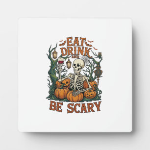 Eat Drink Be Scary Skeleton Halloween Pumpkins_1 Plaque