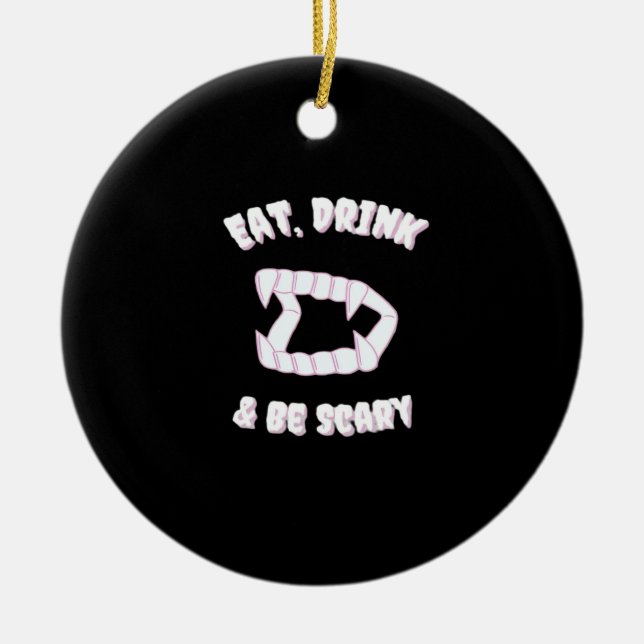 Eat Drink Be Scary Vampire Minimalist Ceramic Tree Decoration (Front)