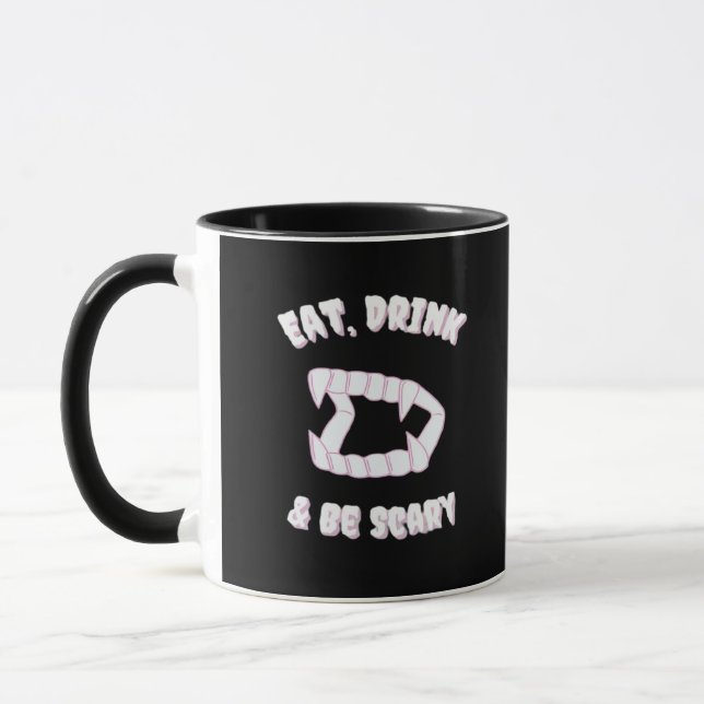 Eat Drink Be Scary Vampire Minimalist Mug (Left)