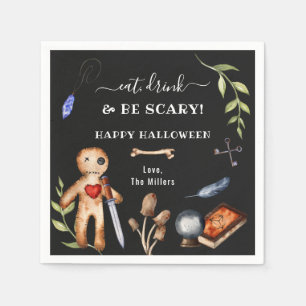 Eat, Drink & Be Scary   Voodoo Doll Halloween Napkin