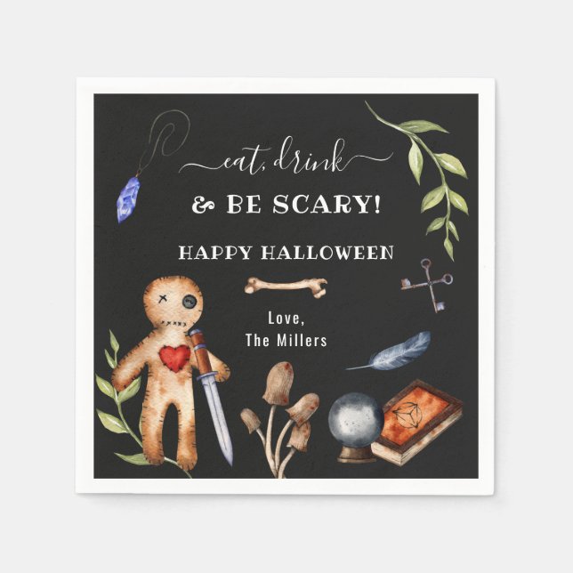 Eat, Drink & Be Scary | Voodoo Doll Halloween Napkin (Front)