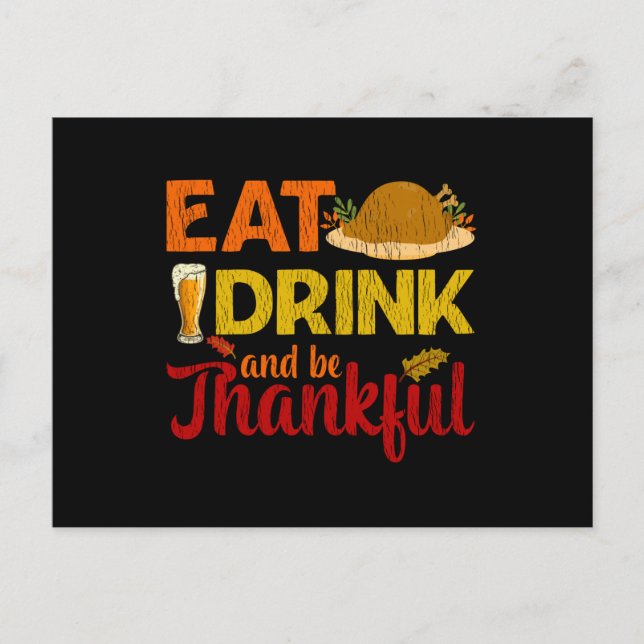 Eat Drink Be Thankful Family Matching Thanksgiving Postcard (Front)