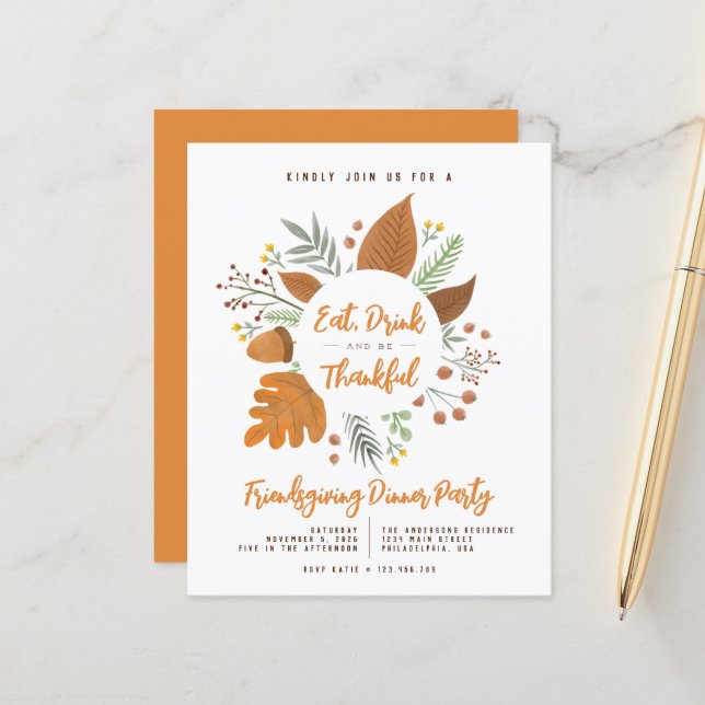 Eat Drink be Thankful Friendsgiving Dinner Party (Front/Back In Situ)