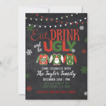Eat Drink & Be Ugly Christmas Party Invitation