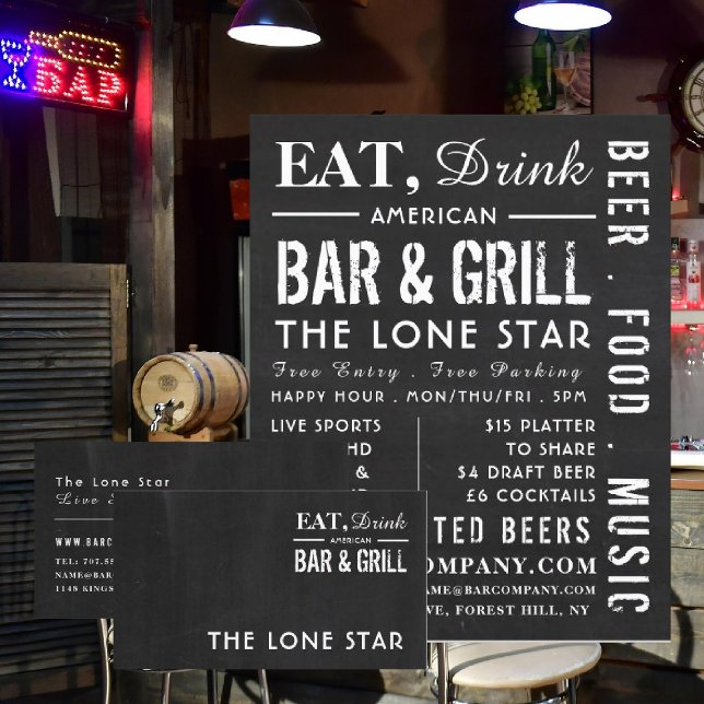 Eat, Drink Chalkboard, Pub/Brewery Advertising Flyer (Creator Uploaded)
