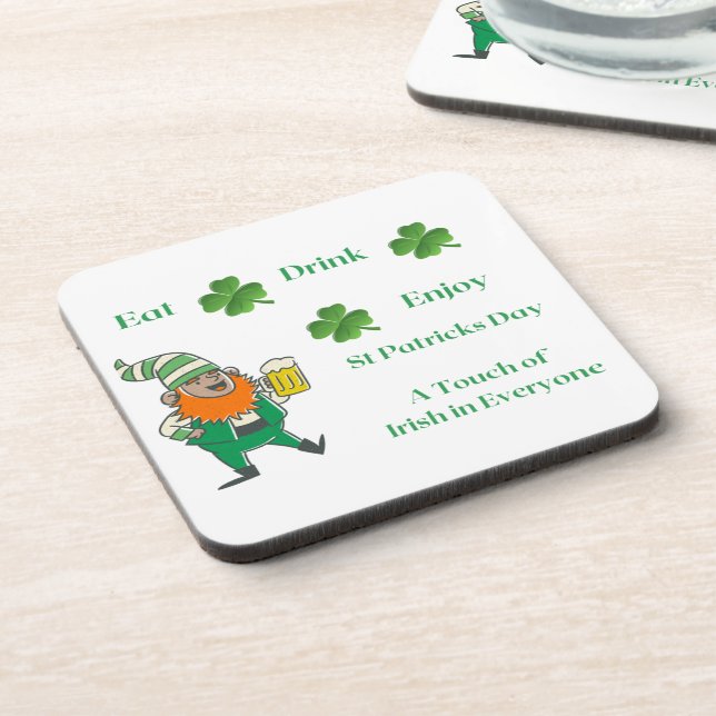 Eat, Drink, Enjoy, St Patricks Day on a  Coaster (Left Side)