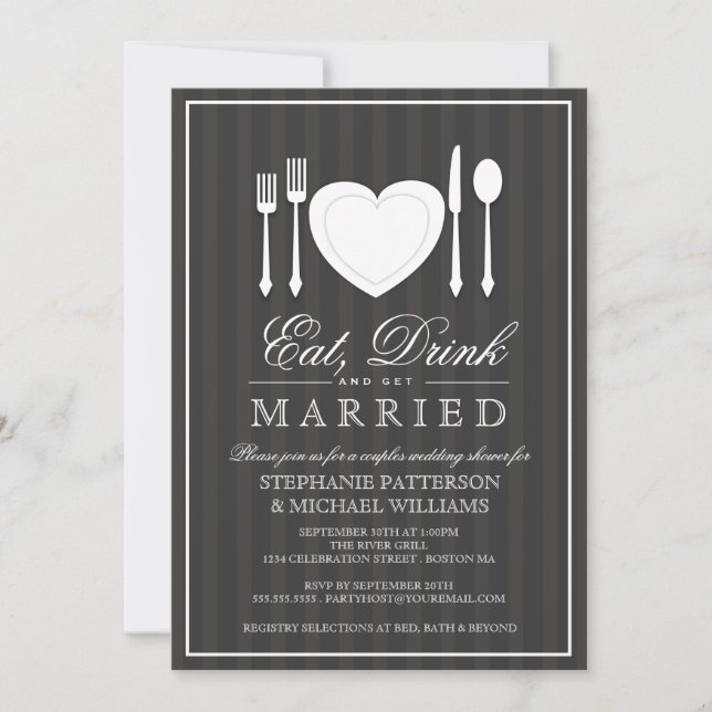 Eat Drink & Get Married Couples Shower Invitation (Front)