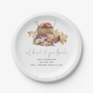 Eat Drink Give Thanks Script Mouse Friendsgiving Paper Plate
