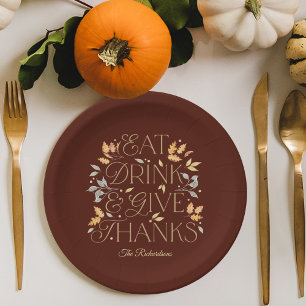Eat Drink Give Thanks Thanksgiving Party Plates