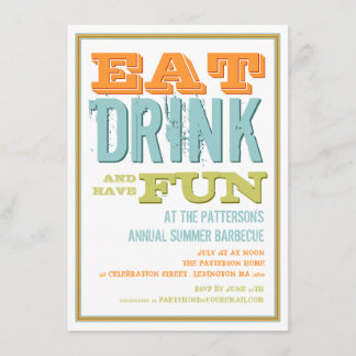 Eat, Drink & have Fun at a Summer BBQ Party Invitation