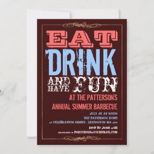Eat, Drink & Have Fun at a Summer BBQ Party Invitation