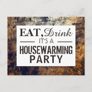 Eat, Drink Housewarming Party Dirt Brown Invite