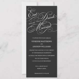 EAT, DRINK IN MIDNIGHT BLACK    WEDDING INVITATION