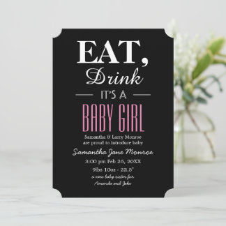Eat, Drink It's a Baby Girl, Baby Announcement