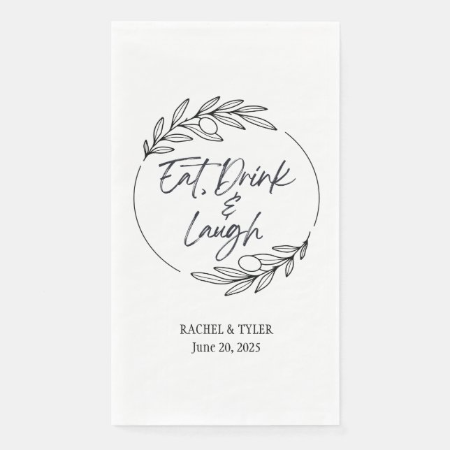 Eat, Drink & Laugh Custom Name Paper Dinner Napkin (Front)