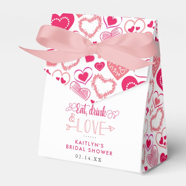 "Eat, Drink & Love" Valentine's Day Bridal Shower Favour Box (Front Side)