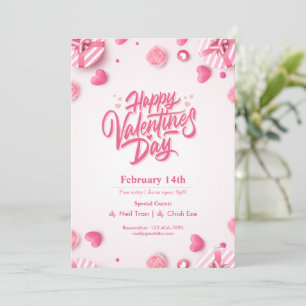 "Eat, Drink & Love" Valentine's Day Party Invitati Invitation