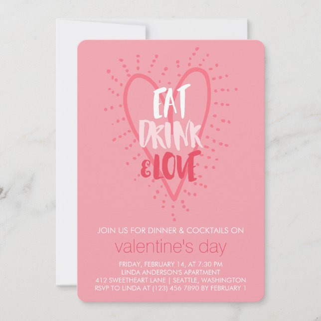 Eat Drink Love | Valentine's Day Party Invitation (Front)