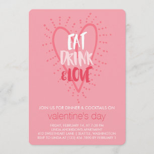 Eat Drink Love   Valentine's Day Party Invitation