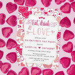 "Eat, Drink & Love" Valentine's Day Party Invitation<br><div class="desc">Celebrate in style with these trendy Valentine's day party invitations. This design is easy to personalise with your special event wording and your guests will be thrilled when they receive these fabulous invites.</div>
