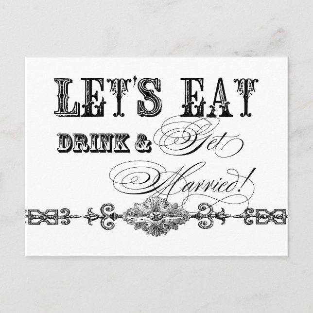 Eat, Drink n Get Married, Bridal Shower Invitation Postcard (Front)
