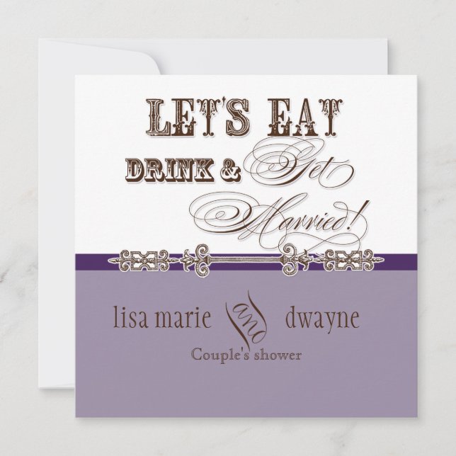 Eat, Drink n Get Married Couples Shower Invitation (Front)