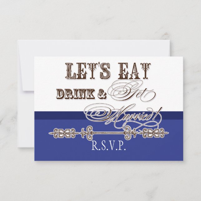 Eat, Drink n Get Married Formal RSVP Response Card (Front)