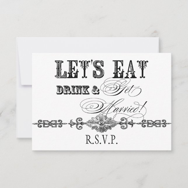 Eat, Drink n Get Married Formal RSVP Response Card (Front)