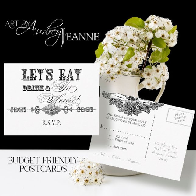 Eat, Drink n Get Married, RSVP Response Postcard (Creator Uploaded)