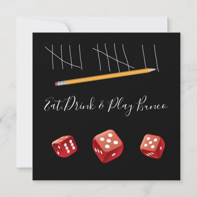 Eat,Drink & Play Bunco Game Night Invitation (Front)