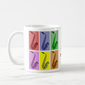 Eat, Drink, Play Sax - Collage of Saxophones Cup