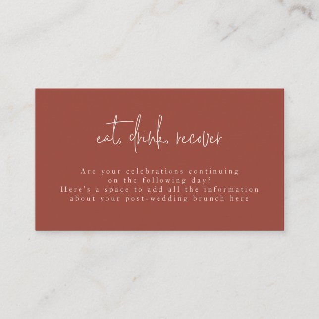 Eat Drink Recover Terracotta Post Wedding Brunch E Enclosure Card (Front)