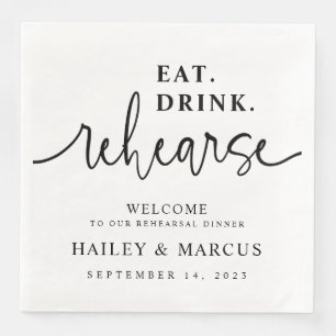 Eat Drink Rehearse Rehearsal Dinner Napkins